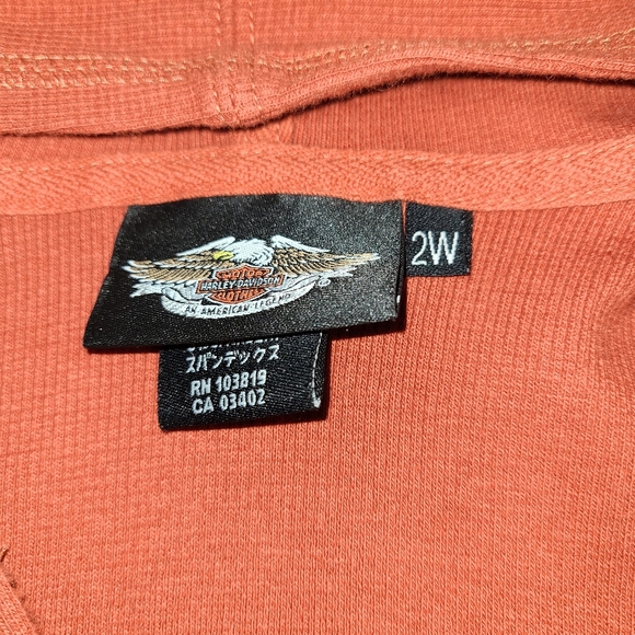 Long sleeve orange thermal hoodie Harley Davidson, size 2W - Picture 3 of 3
